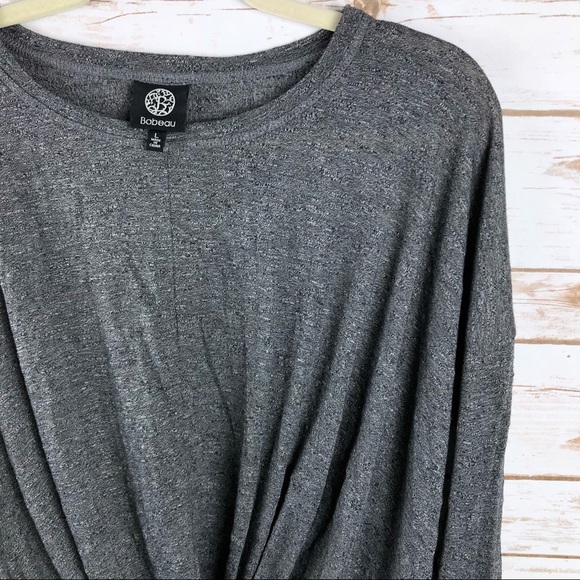 Bobeau gray mingled twist front soft 3/4 sleeve - Picture 3 of 8